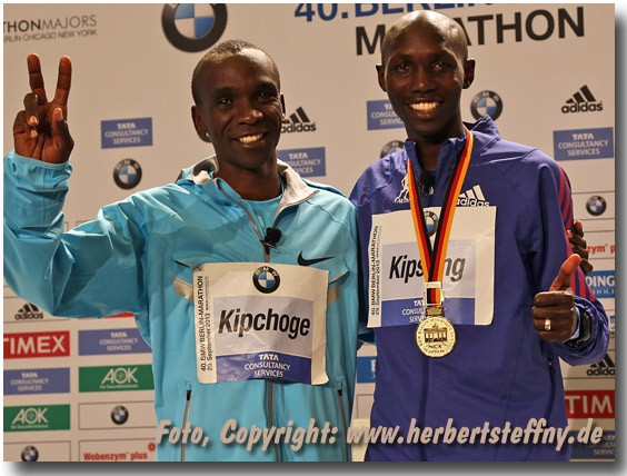 Weltklassezeit und Weltrekord - Eliud Kipchoge und Wilson Kipsang dürfen feiern!